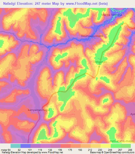 Nafadgi,Guinea Elevation Map