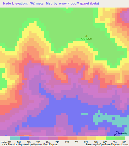 Nade,Guinea Elevation Map