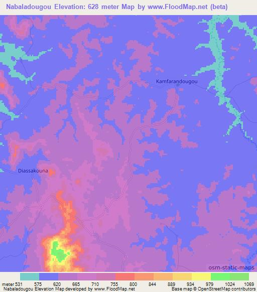 Nabaladougou,Guinea Elevation Map