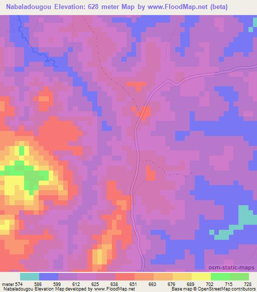 Nabaladougou,Guinea Elevation Map