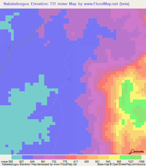 Nabaladougou,Guinea Elevation Map