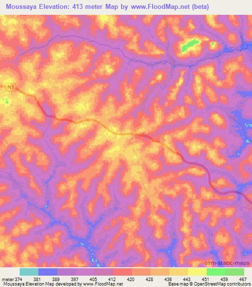 Moussaya,Guinea Elevation Map