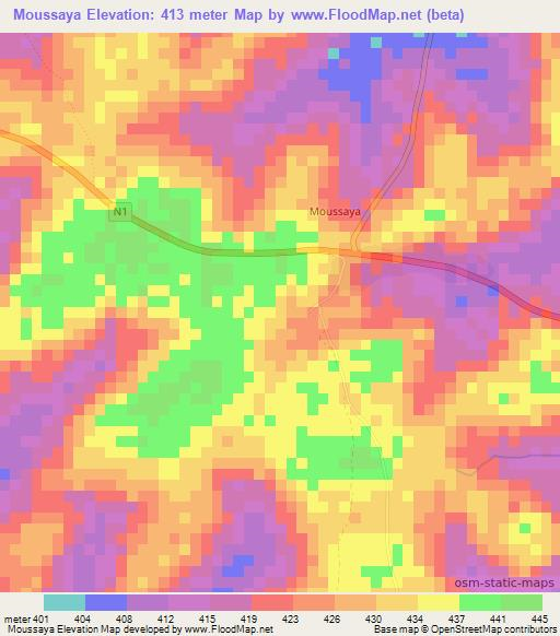 Moussaya,Guinea Elevation Map