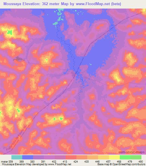 Moussaya,Guinea Elevation Map