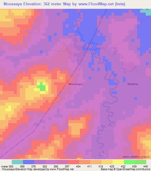 Moussaya,Guinea Elevation Map