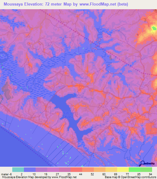 Moussaya,Guinea Elevation Map