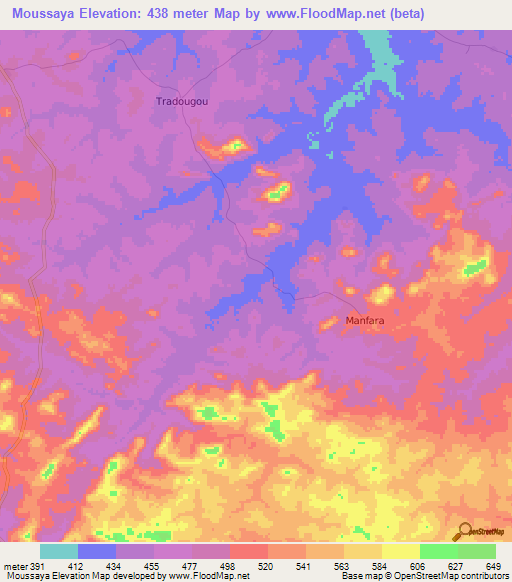 Moussaya,Guinea Elevation Map