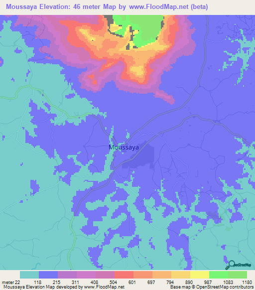 Moussaya,Guinea Elevation Map