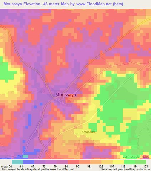 Moussaya,Guinea Elevation Map