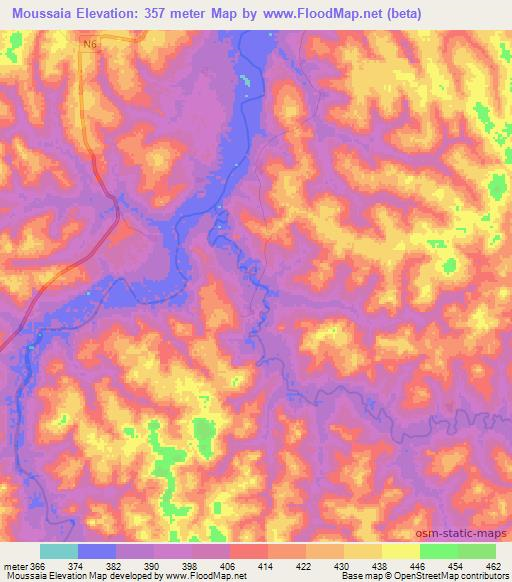 Moussaia,Guinea Elevation Map