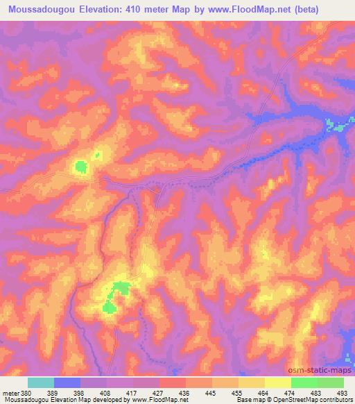 Moussadougou,Guinea Elevation Map