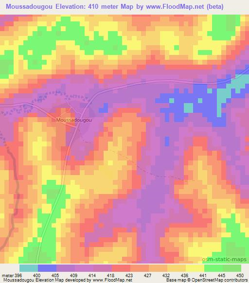 Moussadougou,Guinea Elevation Map