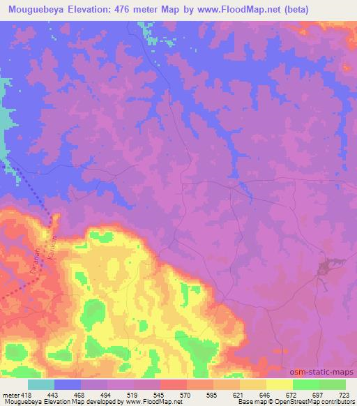 Mouguebeya,Guinea Elevation Map