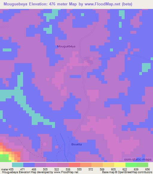 Mouguebeya,Guinea Elevation Map