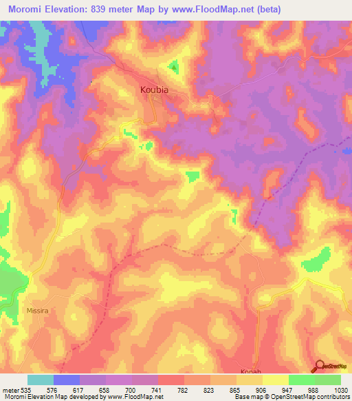 Moromi,Guinea Elevation Map