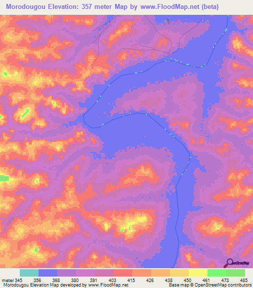 Morodougou,Guinea Elevation Map