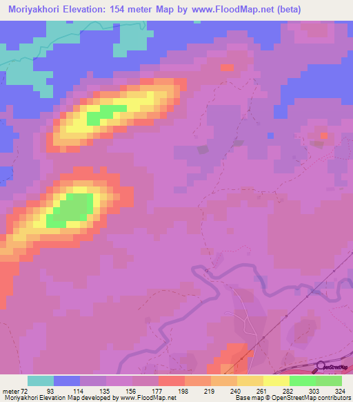 Moriyakhori,Guinea Elevation Map