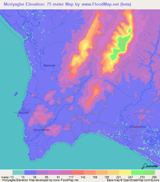 Moriyagbe,Guinea Elevation Map