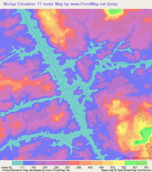 Moriya,Guinea Elevation Map