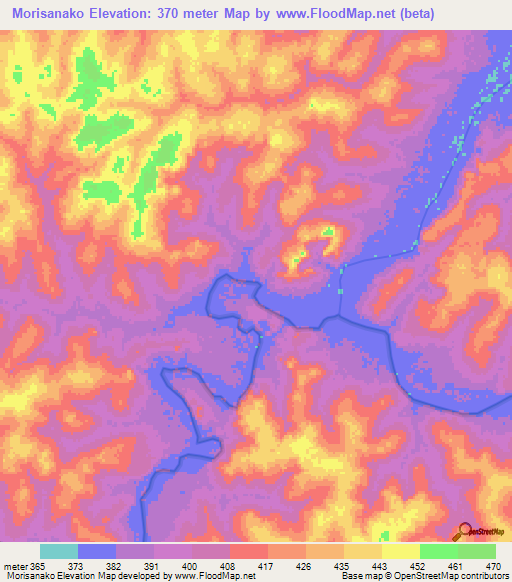 Morisanako,Guinea Elevation Map