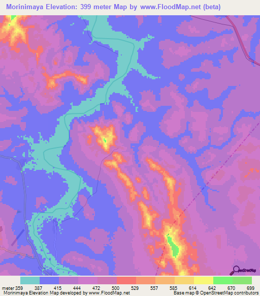 Morinimaya,Guinea Elevation Map