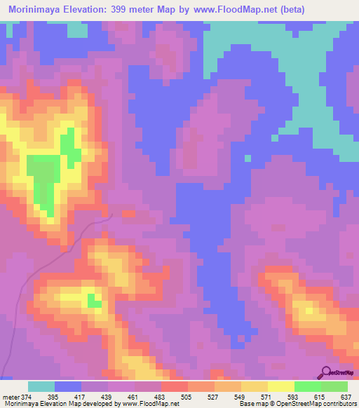 Morinimaya,Guinea Elevation Map