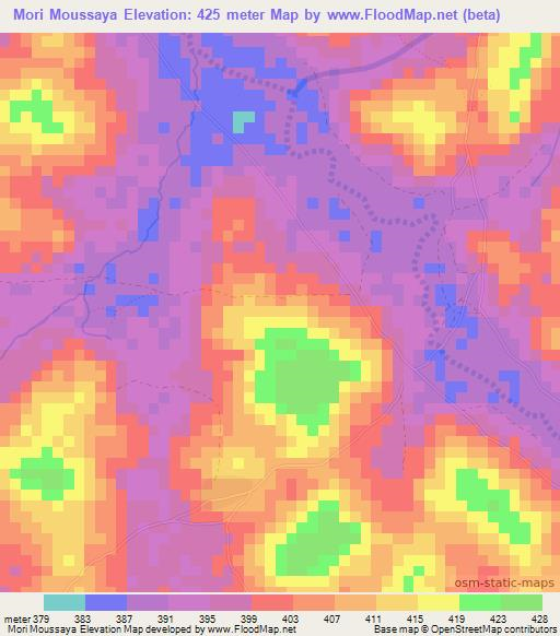 Mori Moussaya,Guinea Elevation Map