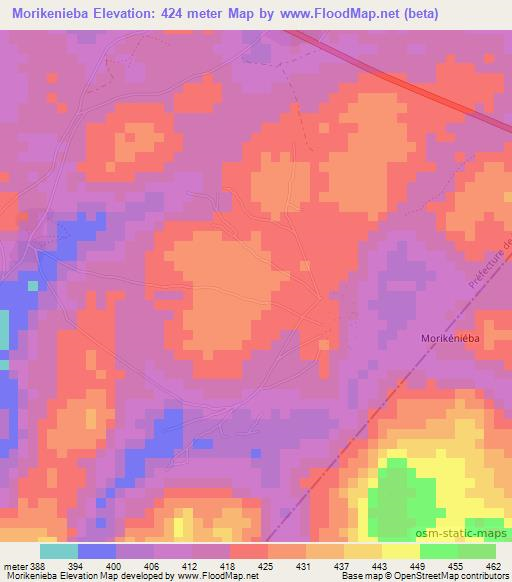 Morikenieba,Guinea Elevation Map