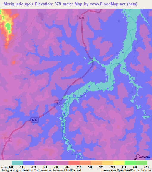 Moriguedougou,Guinea Elevation Map