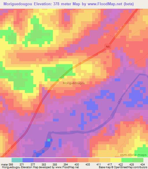 Moriguedougou,Guinea Elevation Map