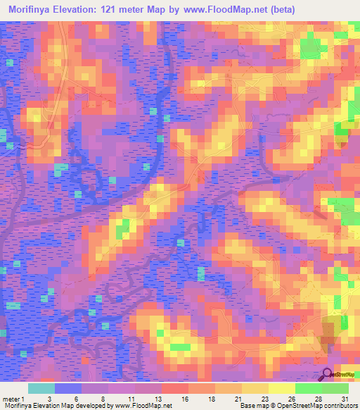 Morifinya,Guinea Elevation Map