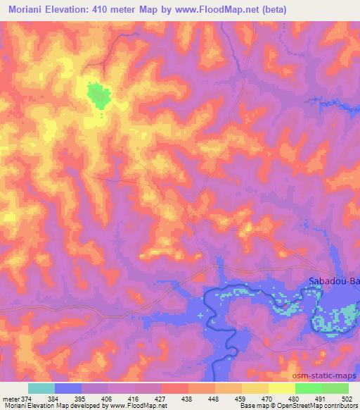 Moriani,Guinea Elevation Map