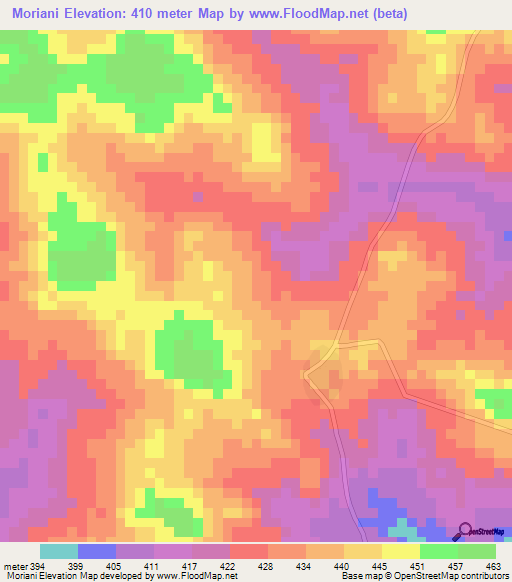 Moriani,Guinea Elevation Map