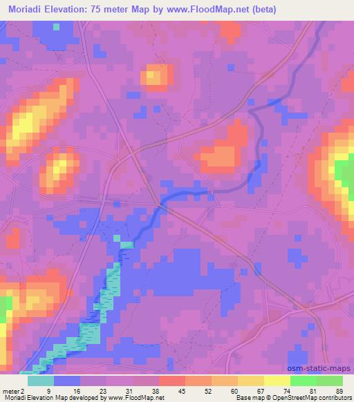 Moriadi,Guinea Elevation Map