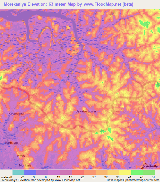 Morekaniya,Guinea Elevation Map