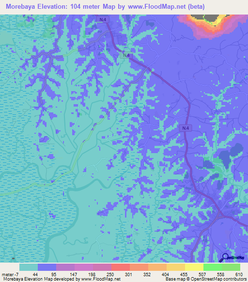 Morebaya,Guinea Elevation Map