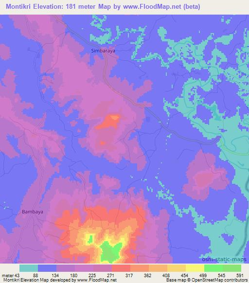 Montikri,Guinea Elevation Map