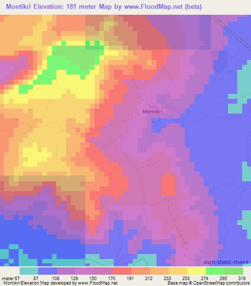 Montikri,Guinea Elevation Map