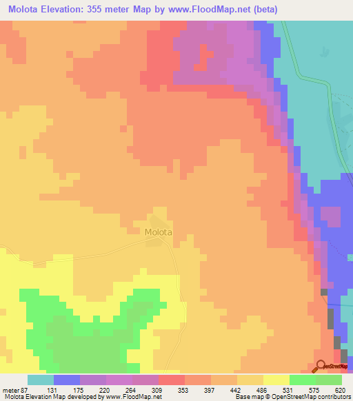 Molota,Guinea Elevation Map