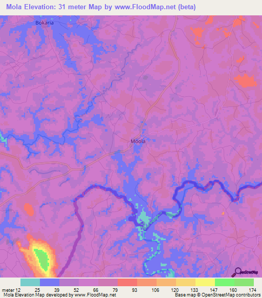 Mola,Guinea Elevation Map