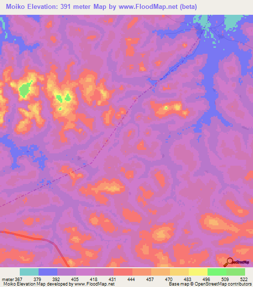 Moiko,Guinea Elevation Map