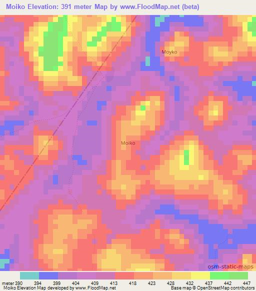 Moiko,Guinea Elevation Map