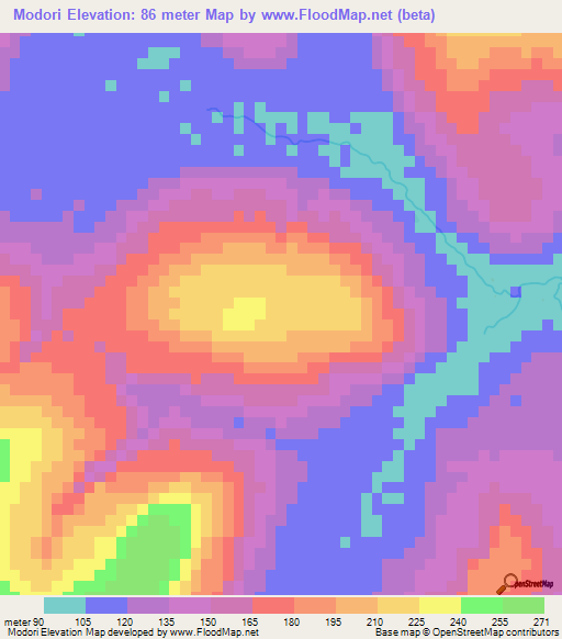 Modori,Guinea Elevation Map