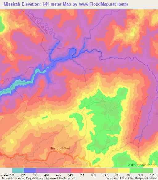 Missirah,Guinea Elevation Map