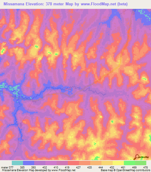 Missamana,Guinea Elevation Map