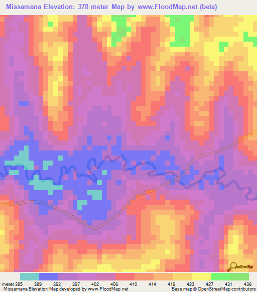 Missamana,Guinea Elevation Map