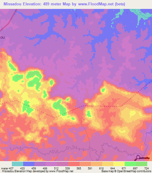 Missadou,Guinea Elevation Map