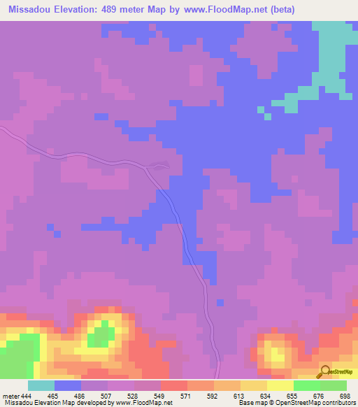 Missadou,Guinea Elevation Map