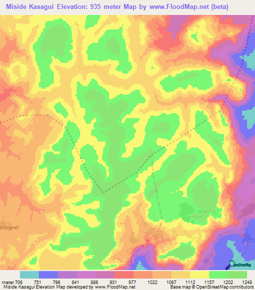 Miside Kasagui,Guinea Elevation Map