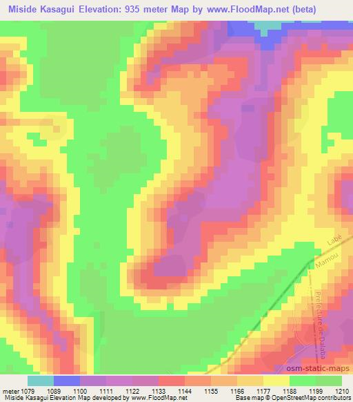 Miside Kasagui,Guinea Elevation Map